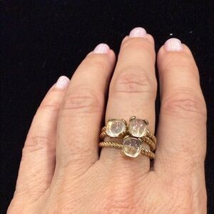 Elegant Gold and clear stone Women's Ring Set (3)